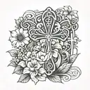 ankh on flower bed tattoo design idea