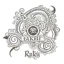 Rakhi and Ankit name tattoo design combining elements of philosophy tattoo design idea