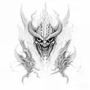 demon in fire tattoo design idea
