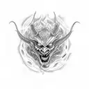 demon in fire tattoo design idea