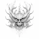 demon in fire tattoo design idea