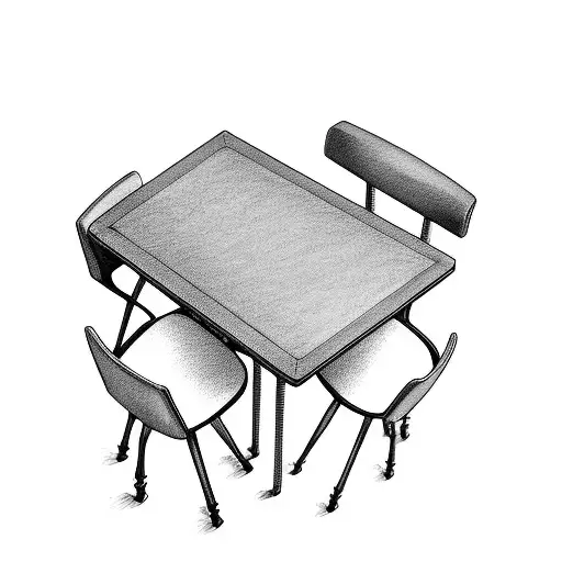 Bar table with 5 chairs tattoo design idea