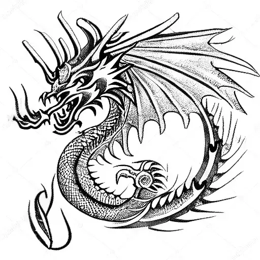Dragon of greed tattoo design idea