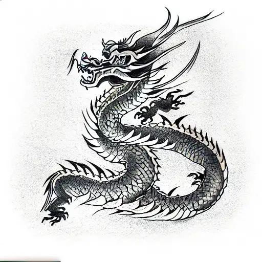 dragon of greed guarding the pot of gold tattoo design idea
