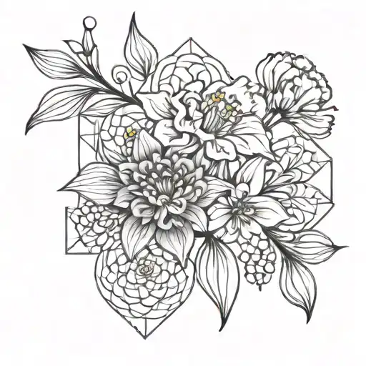 carnations and snowdrop flower tattoo design idea