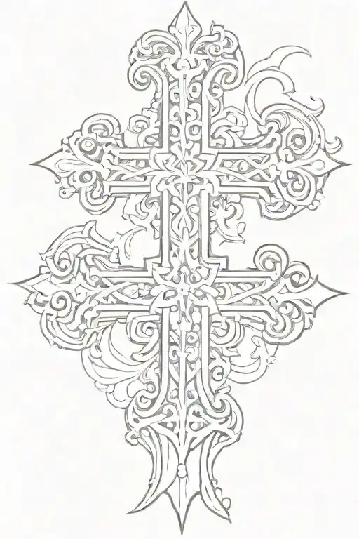 orthodox cross tattoo design idea
