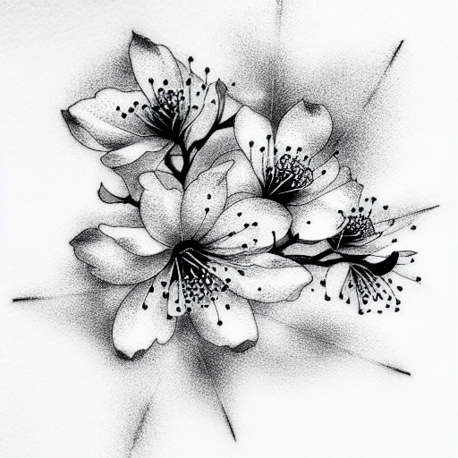 cherry blossom black and white drawing tattoo
