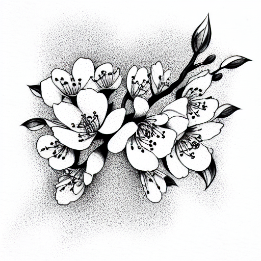 Black and Grey "Cherry Blossom" Tattoo Idea - BlackInk AI