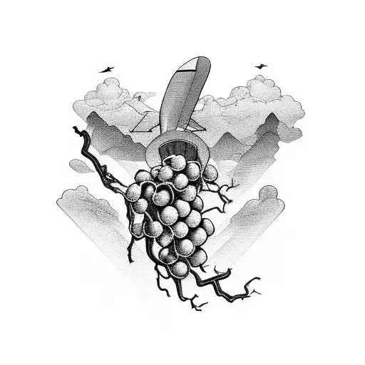 Airplane, world, grape vine, mountain tattoo design idea
