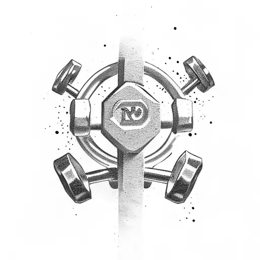 dumbbells, body builder tattoo design idea