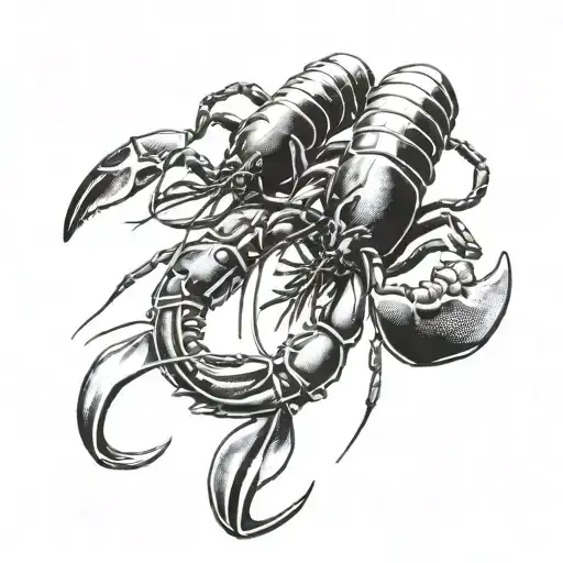 2 lobsters in a 69 shape tattoo design idea