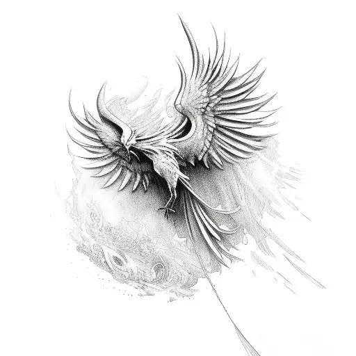 Phoenix Fire Bird Illustration and Character DesignHand Drawn Phoenix  Tattoo Stock Vector  Illustration of bird background 99492747