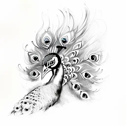 peacock tattoo stencil