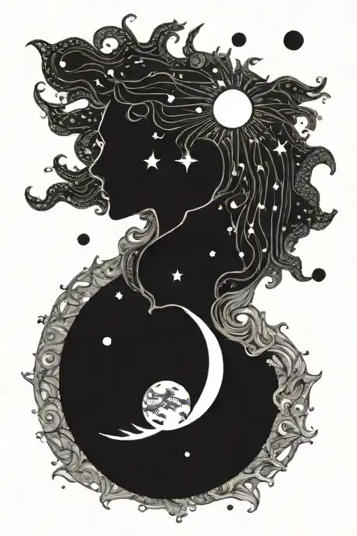 sun and moon tattoo design idea