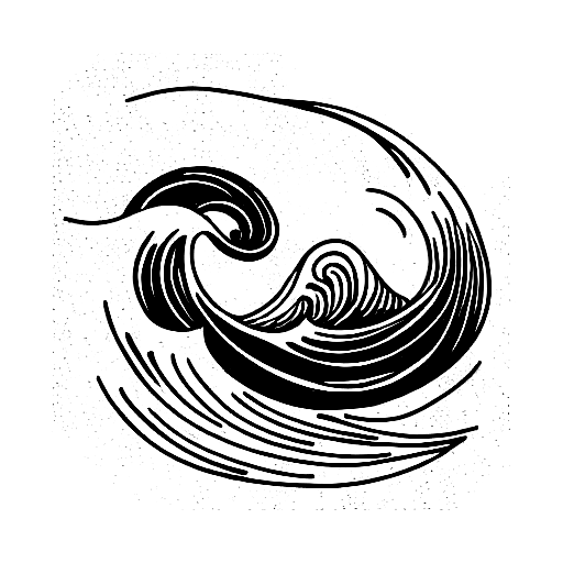 Black white illustration of sea waves and sky in hatching style Tattoo  idea Stock Vector Image  Art  Alamy