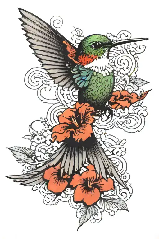 hummingbird tattoo design idea