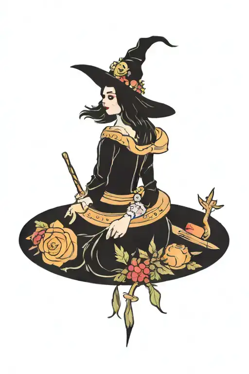 witchy tattoo design idea