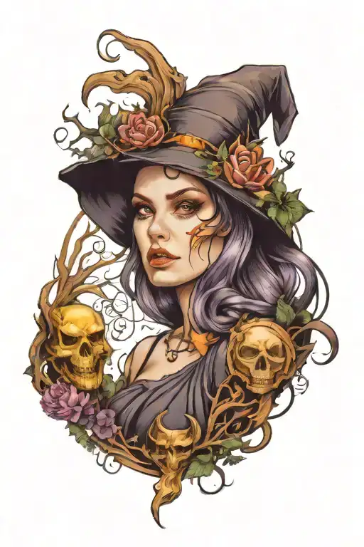 witch tattoo design idea