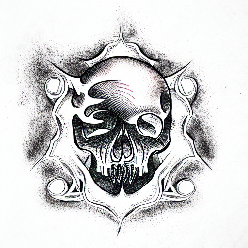 Art skull tattoo. stock illustration. Illustration of demon - 70666747