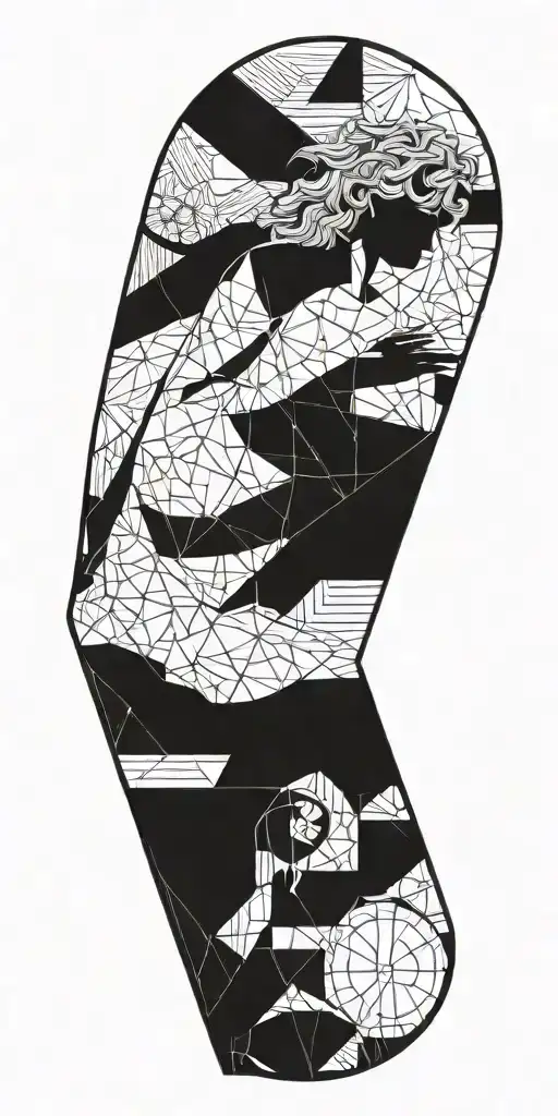 Fine Line/Geometric/Abstract, science, greek statue, art deco, angular tattoo design idea