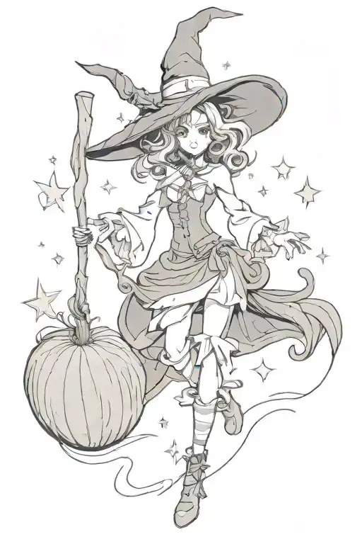 witch tattoo design idea