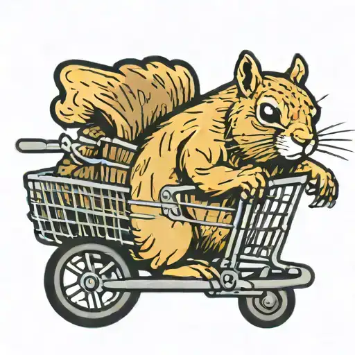 navy seal Squirrel in a shopping cart tattoo design idea