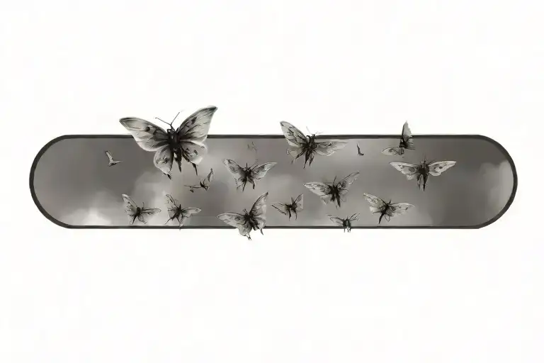 swarm of moths flying, tornado forming the shape tattoo design idea