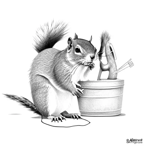 Shopping cart squirrel tattoo design idea