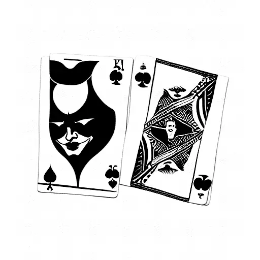 Joker And Queen Playing Cards tattoo design idea
