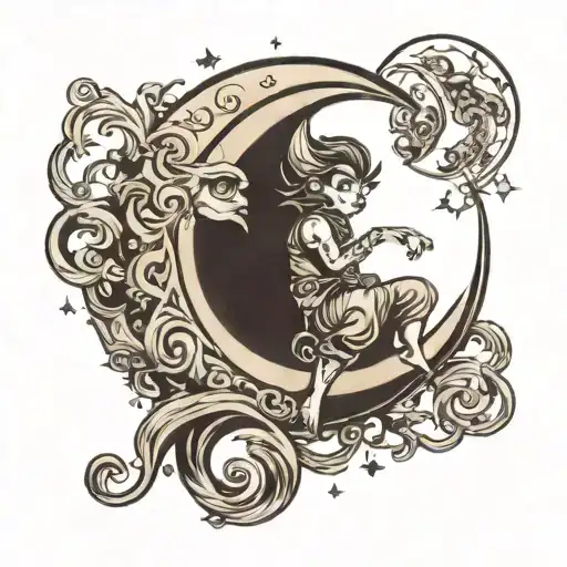 cartoon character in the shape of a moon tattoo design idea