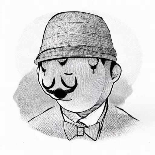 Cowby hat, mustache, silhouette tattoo design idea