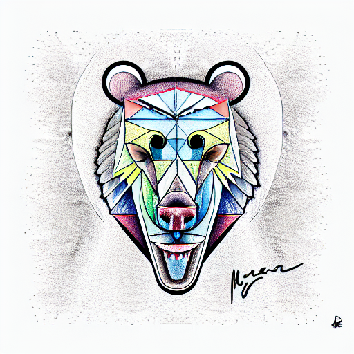 Cubism Picasso Berlin Bear tattoo design idea