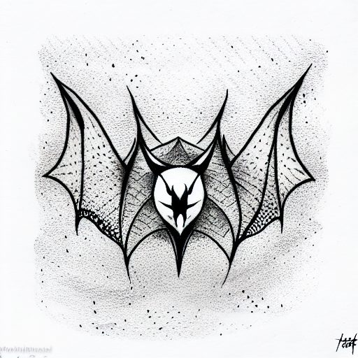 Black tattoo design of flying bats on Craiyon