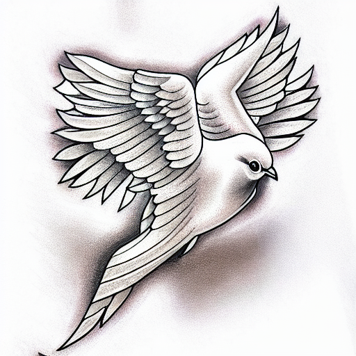 Realistic Flying Dove Tattoo On Left Shoulder