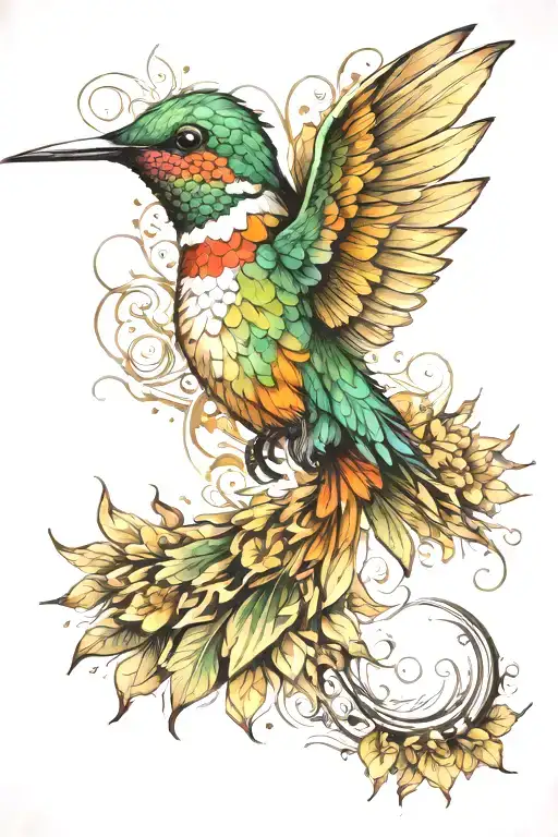 hummingbird tattoo design idea