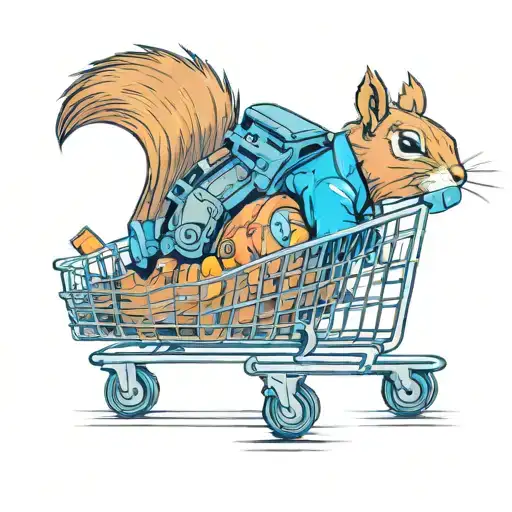 Squirrel in a shopping cart tattoo design idea