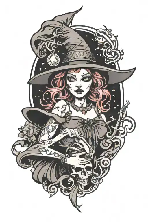 witch tattoo design idea