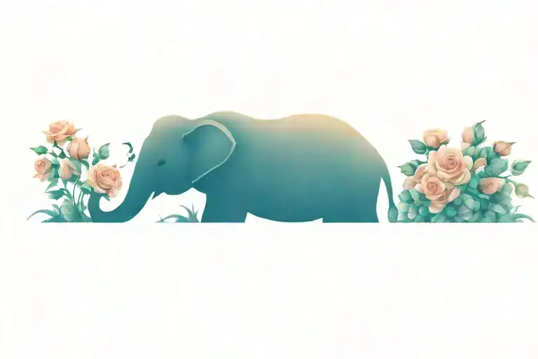 Elephant With Roses tattoo design idea