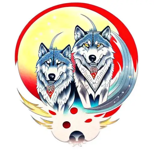 constellation wolf tattoo design idea