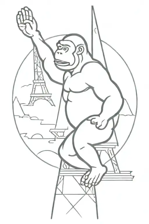 Kink kong climbing the eiffel tower tattoo design idea