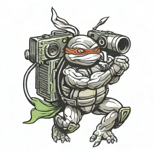 Ninja Turtle with Boom Box for body tattoo design idea