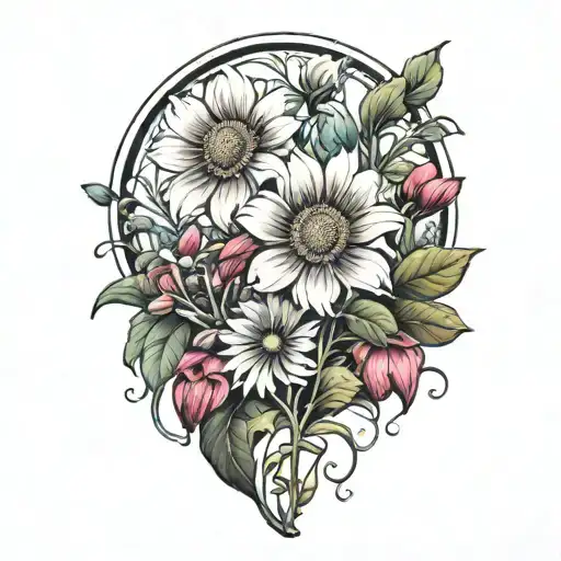 wildflower tattoo design idea