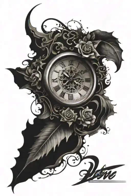 clock tattoo design idea