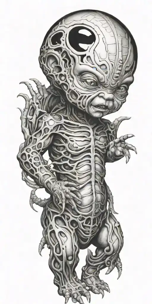 H.R. Giger Alien Creepy Baby tattoo design idea