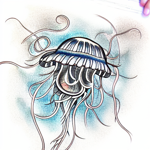 Tattoo uploaded by Xavier • Sketch style jellyfish tattoo by  dustin_tattoo_art on Instagram. #sketch #octopus #jellyfish #marine  #blckwrk #blackwork #dotwork #dotshading #dotshade #sealife • Tattoodo