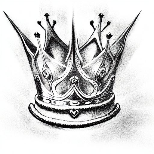 Grey And Black Crown Tattoo Design