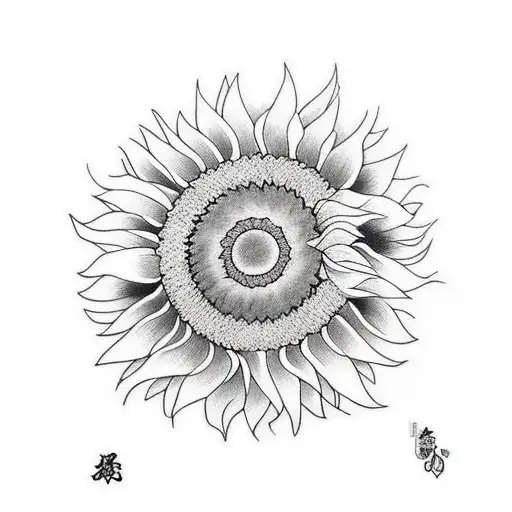 Japanese "Sunflower" Tattoo Idea BlackInk AI
