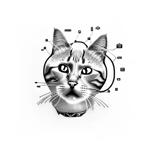 Cat, Computer, Software, Hacker, Programming, Code, Futuristic, Cyborg tattoo design idea