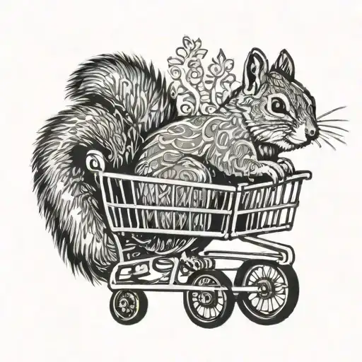 Squirrel in a shopping cart tattoo design idea