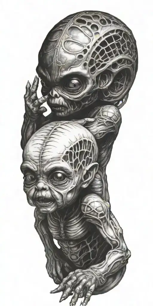 H.R. Giger Alien Creepy Baby tattoo design idea